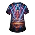 thumbnail image 5 of Garbnen Happy New Year Print Scrub Tops for Women Plus Size Stretch V Neck Short Sleeve Womens Shirts Xmas Valentine's Day Holiday Prints Nurse Uniform, 5 of 7