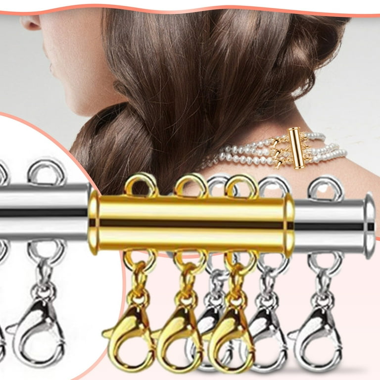 Jewelry Jewelry Connectors (Round for Bracelet for Necklace and Plated Lock Clasps 4pcs 4pc) Silver Gold Locking Necklaces Pendants, Kids Unisex, Size