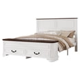 thumbnail image 5 of Mirightone Farmhouse Queen Bed Frame with Tall Headboard and Storage Bench, Rustic Solid Wood Platform Bed Queen Size with 64" Storage Chest and 2 Large Drawers, White, 5 of 9
