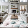 thumbnail image 3 of 5'x7' Area Rugs, Teal Pink Spring Floral Indoor Outdoor Area Rug for Living Room Bedroom, Summer Botanical Watercolor Washable Bathroom Rugs Kitchen Floor Carpet Mats Home Decor Aesthetic, 3 of 8