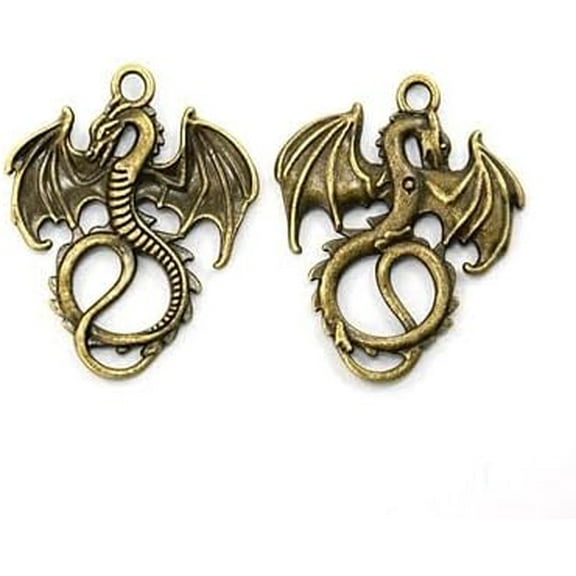 10 Pcs Dragon Charms Pendant Tibetan Style Pendants Alloy Dragon Necklace Pendants Jewelry Making Charms Metal Charms Pendant Ornament for Women DIY Necklace Bracelet Earring Jewelry Craft Making