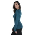thumbnail image 2 of Just Love Women’s Underscrub Silky Long Sleeve T-Shirt Plain Undershirt Tee (Carribean Blue, Small), 2 of 3