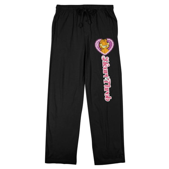 Garfield Heart Throb Adult Black Sleep Pajama Pants-Medium