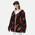 thumbnail image 5 of Goofa Hot Chili Printed Women's UPF 50+ Sun Protection Hoodie Jacket Lightweight Long Sleeve Sun Shirt for Women with Pocket Hiking Outdoor-, 5 of 9