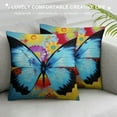 thumbnail image 3 of Shangniulu Cushion Cover Case Watercolor Blue Butterfly and Flower Splash Doodle,Decorative Throw Pillow Case for Sofa Couch Bed Chair, 3 of 5