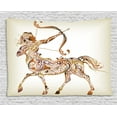 thumbnail image 1 of Zodiac Sagittarius Tapestry, Abstract Pattern of Centaur Archer with Bow and Arrow Spirals, Wall Hanging for Bedroom Living Room Dorm Decor, 80W X 60L Inches, Caramel Pale Brown, by Ambesonne, 1 of 2