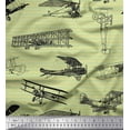 thumbnail image 1 of Soimoi Rayon Crepe Fabric Stripe & Airplane Transport Fabric Prints by Yard 46 Inch Wide, 1 of 1