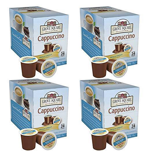 Grove Square French Vanilla Cappuccino K-Cup Coffee Pods - 96 Count (4 Boxes Of 24 K-Cups)