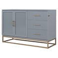 thumbnail image 4 of Harper & Bright Designs Queen Murphy Bed Wall Bed with Gold Leg, Queen Size Cabinet Bed Folding Wall Bed with Frosted Glass Doors Design and Fake Drawers, Gray, 4 of 12