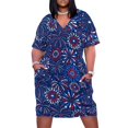 thumbnail image 2 of Red White & Blue fireworks Loose Pocket Dress Aesthetic clothing Cocktail of dresses dresses for womens 2025, 2 of 7