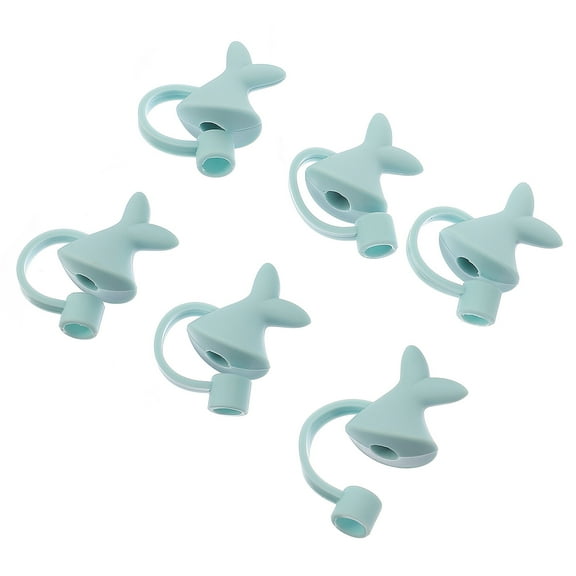 GOOHOCHY 6pcs Dolphin Tail Drinking Straw Covers Easy To Clean For Parties Picnics And Home Use