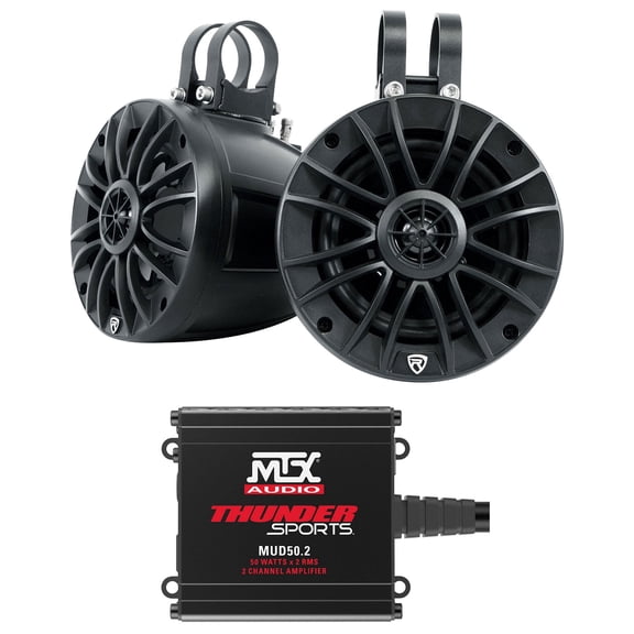 2) Rockville UT525B UTV 5.25" Rollbar Speakers MTX Audio 2-Channel Amplifier