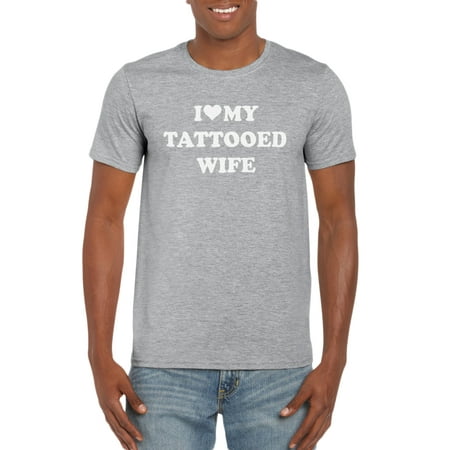Birthday Ideas For My Wife I Love (Heart) My Tattooed Wife Graphic T-Shirt Gift Idea for Men ()