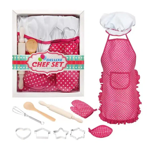 11 Pieces/set Cooking And Baking Chef Set For Girls, Complete Cooking Set, Toddler Dress Up And Pretend Play Kitchen Toys, Kid Chef Apron, Hat & Utensils, Gifts For KidsRedNosize Gao Jinjia unisex