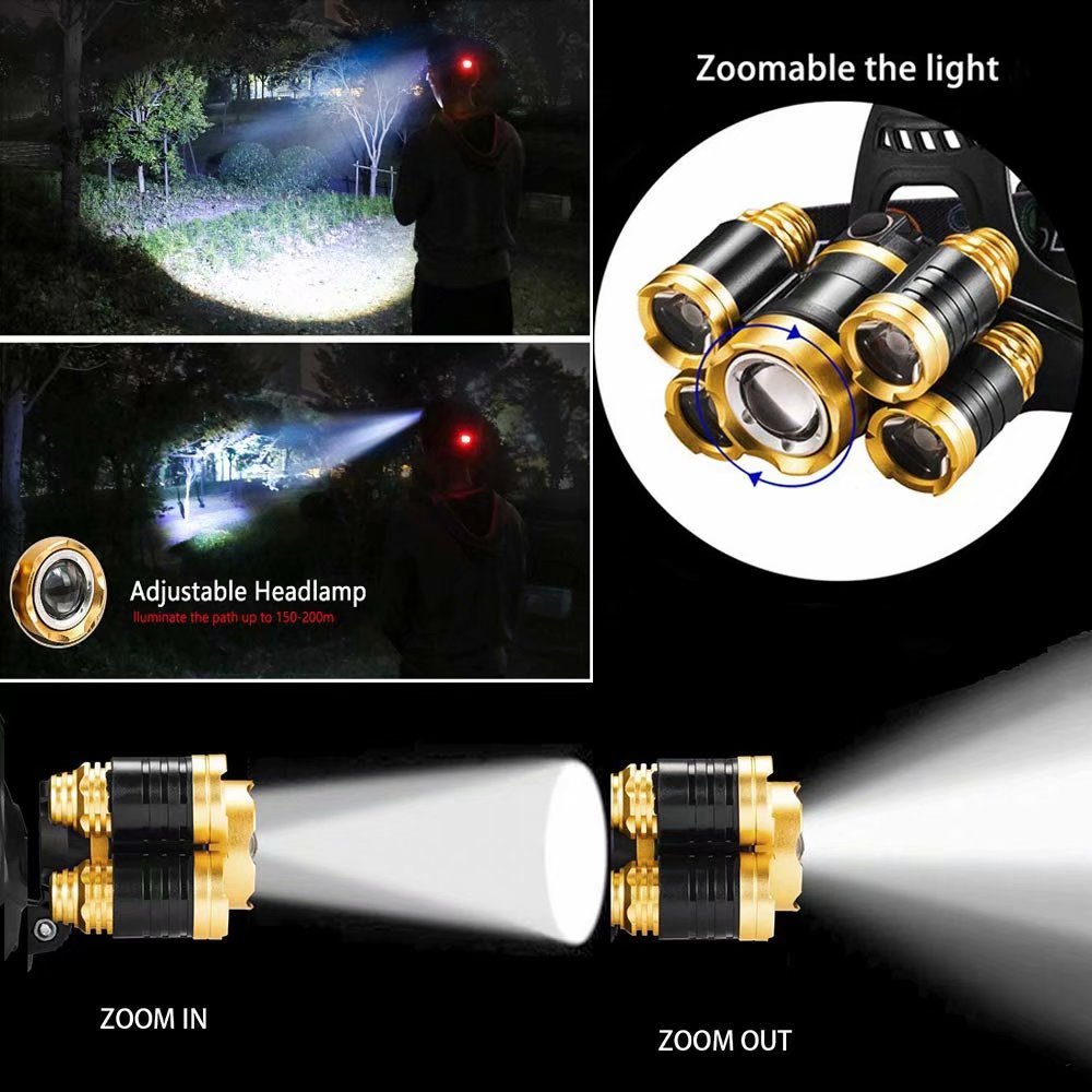 Headlamp 2000 Lumen Brightest CREE LED Work Headlight Rechargeable, Modes  IPX4 Waterproof Zoomable Head Lamp Best Head Lights for Camping Cycling  Hiking Outdoors