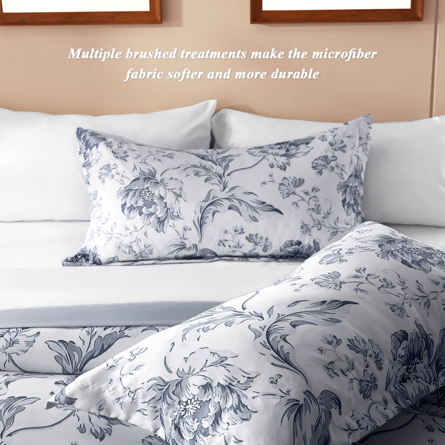 Bedtreat Twin Comforter Sets,5-Pieces Reversible Bedding Sets,Bed in a Bag with Comforter,Flat Sheet and Fitted Sheet,Pillowcase & Sham,Lisse,Blue Mirage