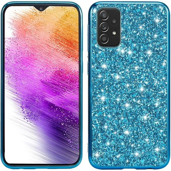 Glamorous Phone Cover for Samsung A53 5g Case Glitter, Phone Case for Samsung Galaxy A53 5g Case Silicone Anti-Fingerprint Black (Blue)