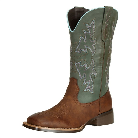 J's.o.l.e Womens Western Cowgirl Cowboy Square Toe Boots Female Brown US Size 9