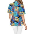 thumbnail image 2 of HAPPY BAY Women's Casual Beach Short Sleeve Blouse Shirt Collared Blouses Button Up Dress Tee Shirts Hawaiian Tops for Women M Dolphin Turtle, Blue, 2 of 3