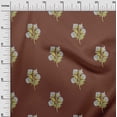 thumbnail image 2 of oneOone Viscose Jersey Seal Brown Fabric Leaves & Flower Floral Sewing Material Print Fabric By The Yard 60 Inch Wide, 2 of 5