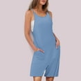 thumbnail image 4 of biudgviw Jumpsuits for Women Scoop Neck Sleevelsess Camisole Shorts Rompers Drawstring Waist Front Pocket Wide Leg Overalls Summer, 4 of 6