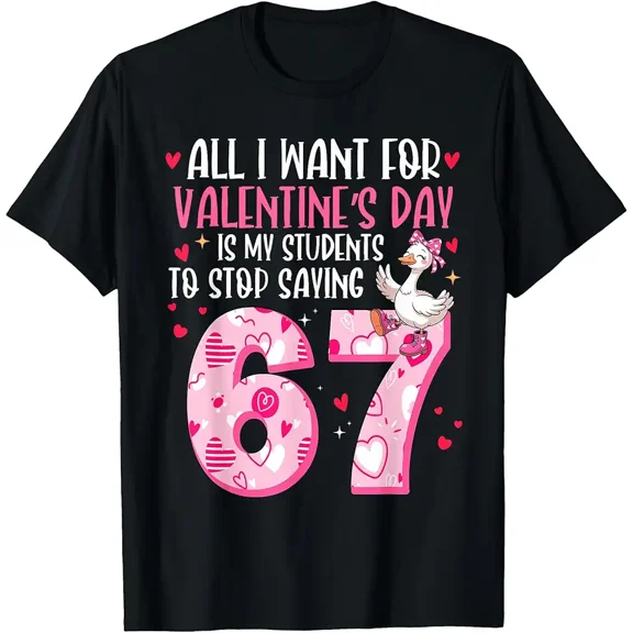 Funny Teacher 67 Students Goose Graphic Women Valentine Short Sleeve Tee