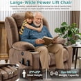 thumbnail image 5 of MEETWARM Oversized Dual Motor Power Lift Recliner-Lay-Flat Electric Recliner for Big Elderly, with Heat, Massage, Extended Footrest, Lumbar Pillow & USB/Type-C Ports(Brown), 5 of 7