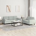 thumbnail image 1 of vidaXL 2 Piece Sofa Set with Pillows Light Grey Velvet, 1 of 5