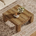 thumbnail image 4 of 39" Square Wooden Coffee Table, Rustic Farmhouse Center Table with Sturdy Legs for Living Room, Easy-to-Assemble Accent Furniture, 4 of 8