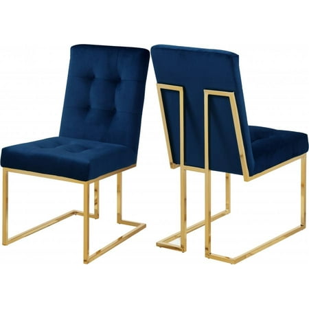 Meridian Furniture 714 Pierre Contemporary Navy Velvet Dining Chair Set 4pcs