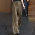 thumbnail image 2 of Lmnyox Wide Leg Pants for Women Elastic Waist Drawstring Pants Summer Vacation Lounge Pants with Pocket, 2 of 5