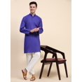 thumbnail image 4 of SKAVIJ Men's Handloom Cotton Henley Shirts Long Sleeve Mandarin Collar Longline Yoga Shirts with Pant Summer Outfit (Small,Blue), 4 of 7