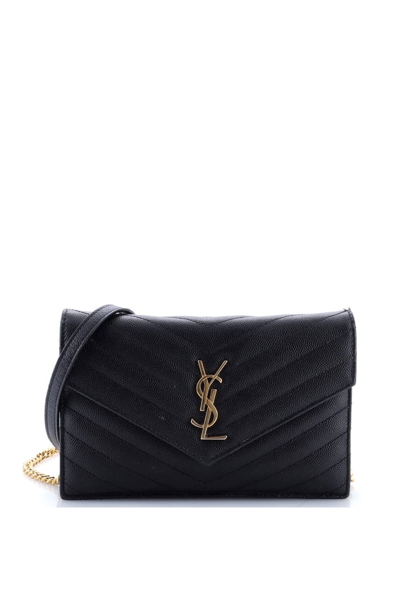 Pre-Owned Classic Monogram Wallet on Chain Matelasse Chevron Leather Small By Rebag