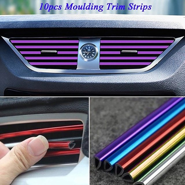 CUITING 10Pcs Air Conditioner Outlet Decor Strip for Car Vent Outlet 24 Pieces Car Accessories Bling Interior