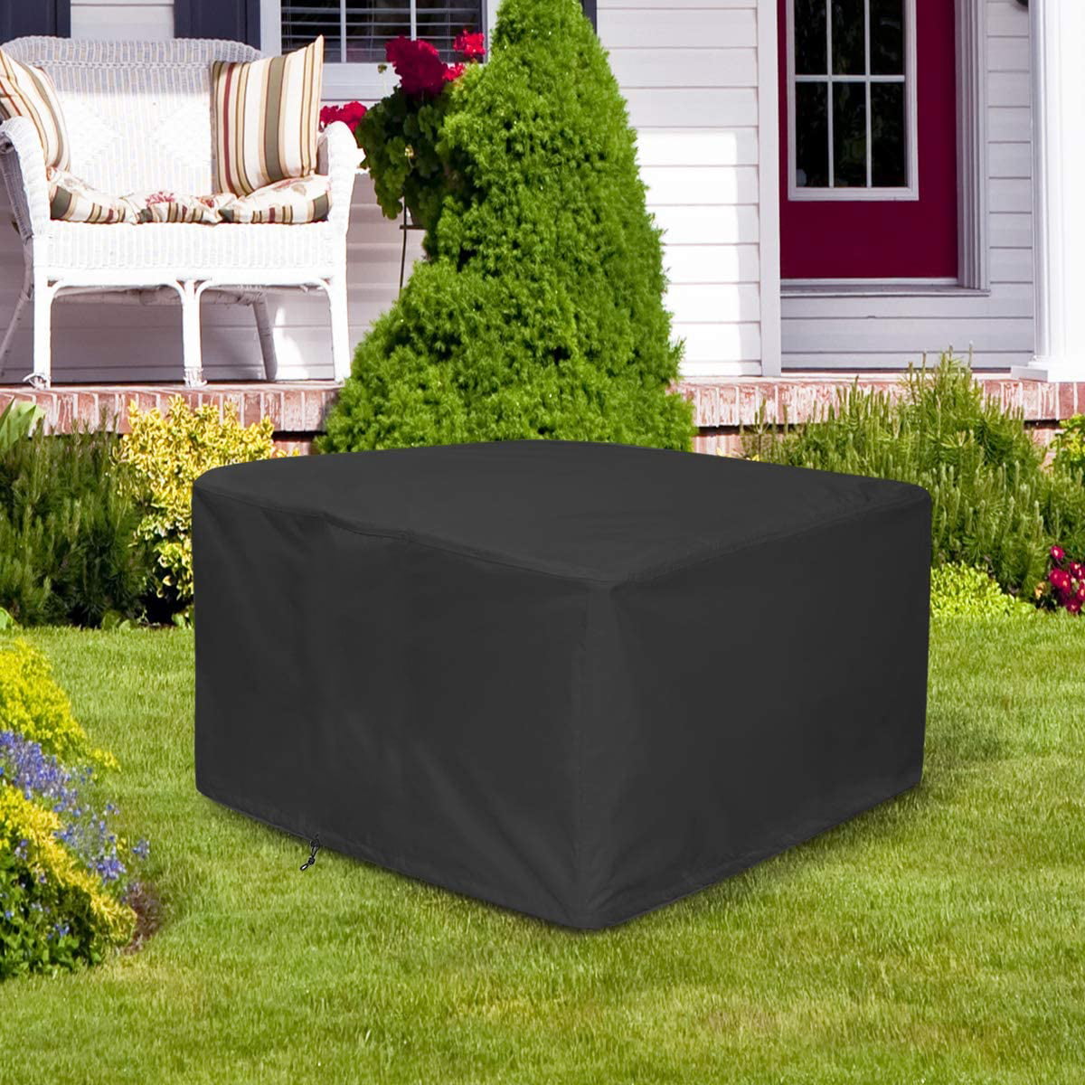Square Fire Pit Winter Cover Waterproof 32" Grey High-Strength Outdoor Protector 