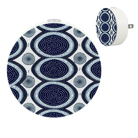 

Night Light Night Lights Plug into Wall 2-Pack Nightlight Plug in Night Light Dusk to Dawn Night Lamp Led Night Light for Adults Kids Room Ethnic Bohemian Geometric Navy Blue Vintage
