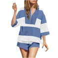thumbnail image 2 of Bzhegqhd Womens 2 Piece Workout Sets Summer Outfits Striped Matching Lounge Set Going Out Top and Shorts, 2 of 8
