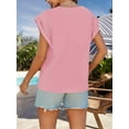 thumbnail image 6 of Women's Summer T-Shirt Casual V Neck Cap Sleeve Loose Fit Basic Top, 6 of 7