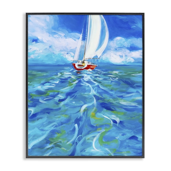 Stupell Industries Contemporary Vivid Boat Wake Black Framed Giclee Art, 11 x 14, by Liz Jardine