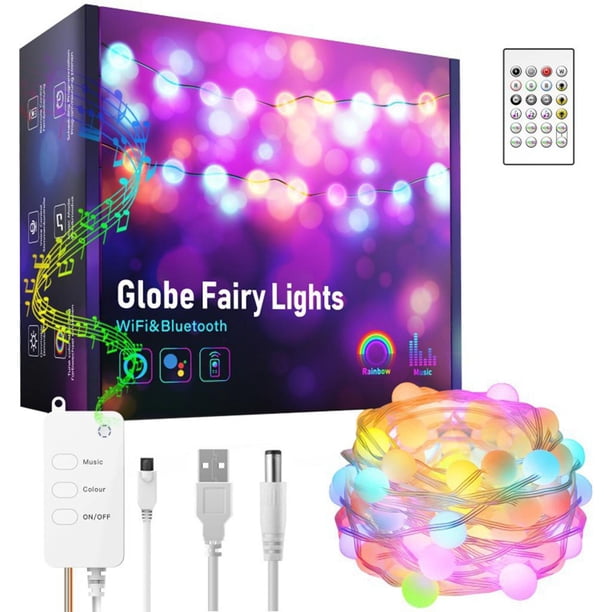 Fairy String Lights LED RGB Bluetooth Timer WiFi Lámpara impermeable Bola 5M Yuyangstore luz decorativa