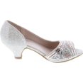 thumbnail image 6 of Bella Marie Girls Truly-5 Kids Sparkle Crystal Bling Open Toe Low Kitten Heel Pumps, 6 of 7