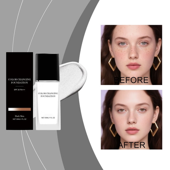30ml Color Changing Foundation,Soft Matte for Mature Skin, Smooth Skin & Long-Lasting Makeup,Hydrating Natural Skin Coverage With Light,Multi-Purpose Makeup Coverage For Women