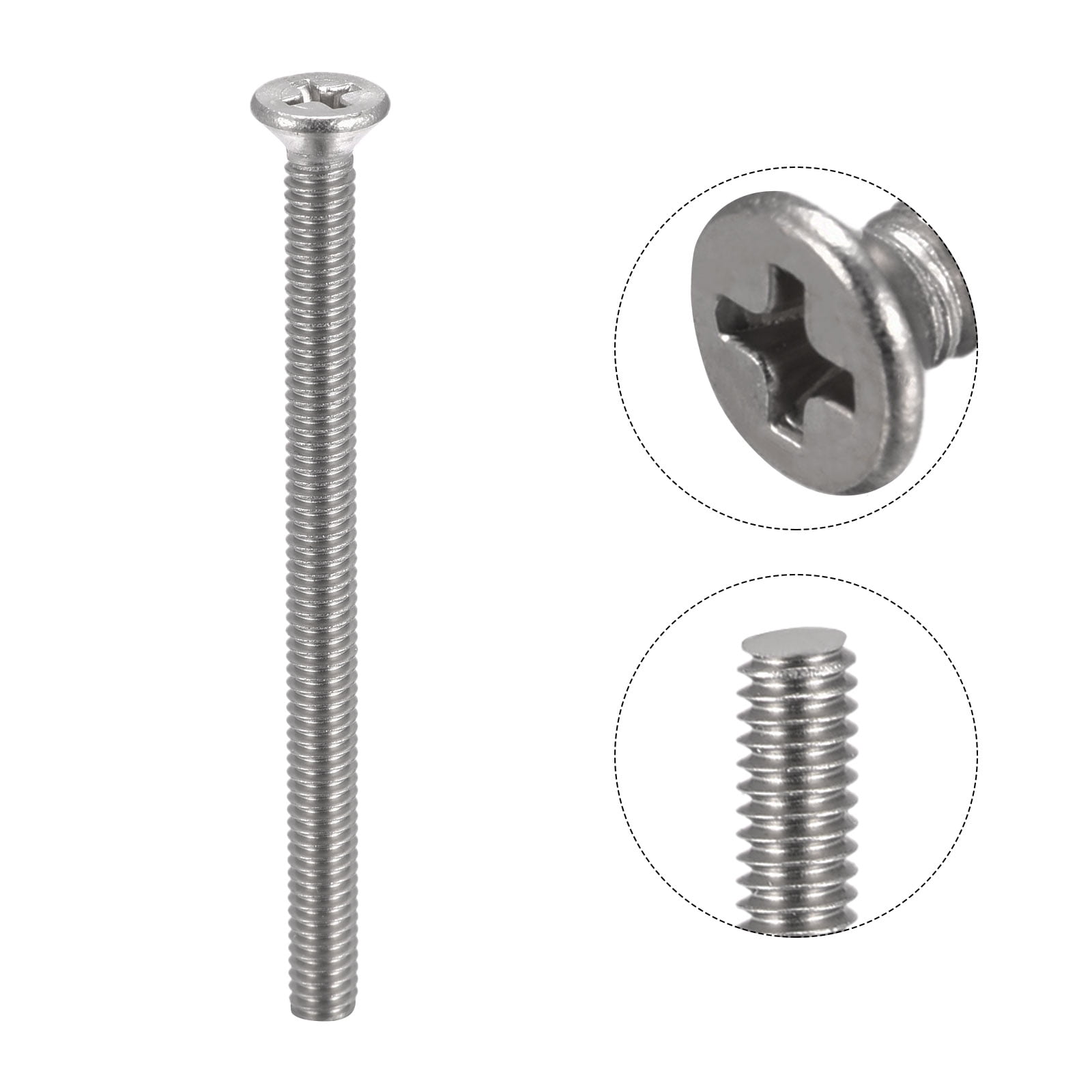 Unique Bargains Flat Head Machine Screw Phillips 304 Stainless Steel Bolts 8#-32x2-1/4"