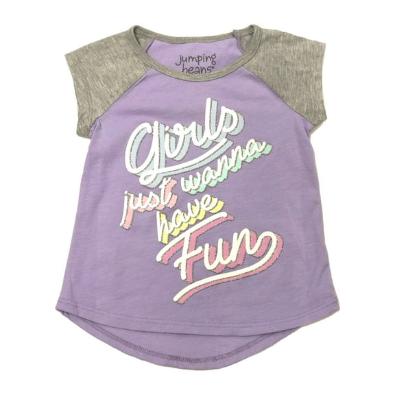Jumping Beans Toddler Girls Just Wanna Have Fun Purple Glitter Tee Shirt 4T