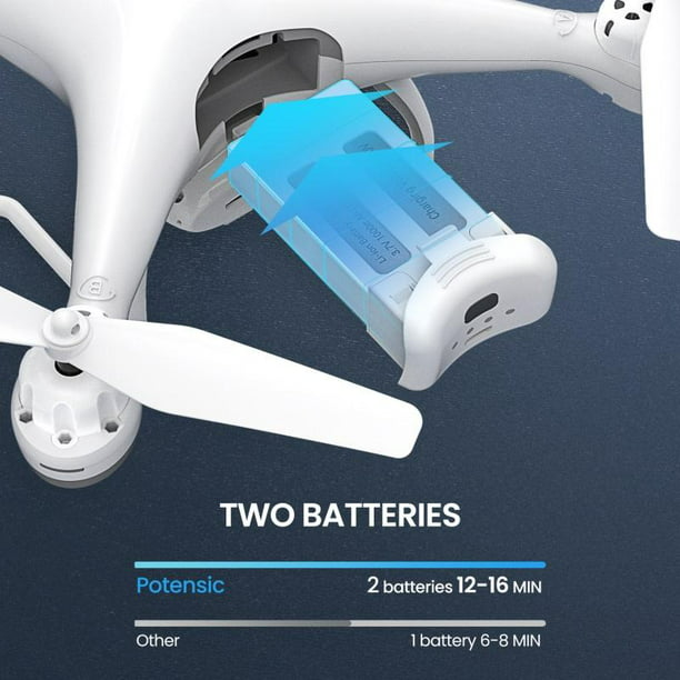 Potensic T25 GPS Drone with Camera for Adult, HD 2K FPV WiFi Video RC Quadcopter White with 2 Batteries, Carrying Case - Walmart.com