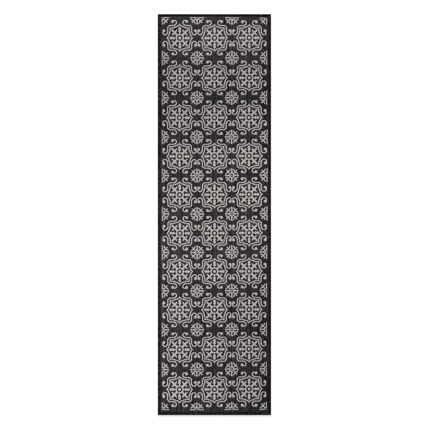 World Rug Gallery Transitional Geometric Textured Flat Weave Indoor/Outdoor Area Rug - BLACK 2'x7'
