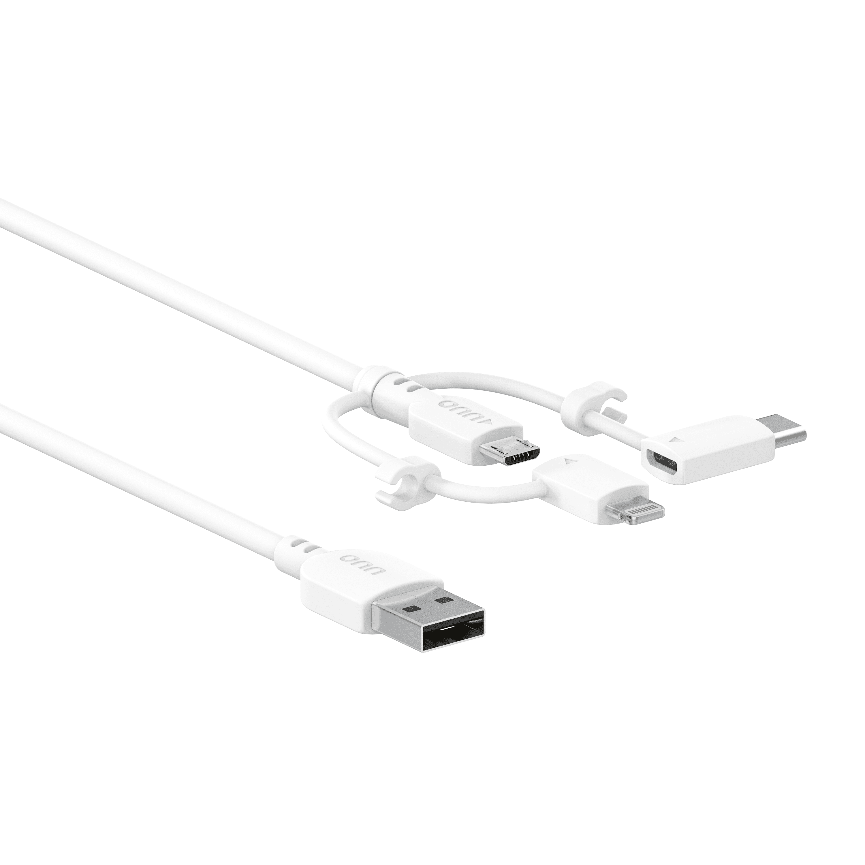 ONN 6' Micro-USB to Lightning to USB-C Cable, White