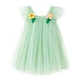 thumbnail image 1 of Hpapadks Robe pour Tout-Petits Manches Volantes Fleurs Tulle Robe de Fête Robe à Bretelles Filles Vert 12-18 Mois, 1 of 6