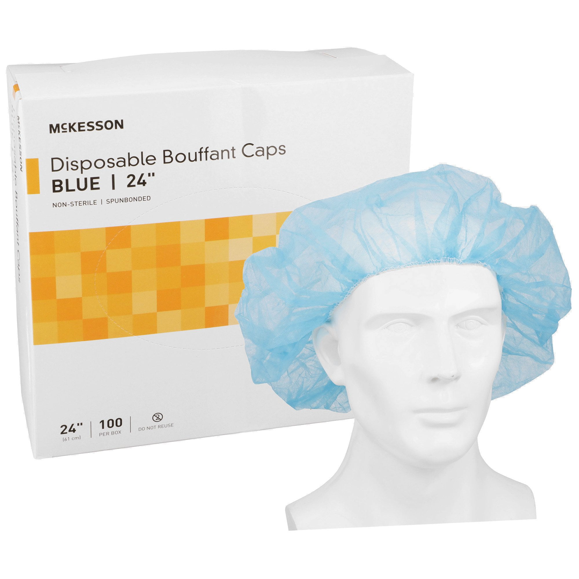 McKesson Surgical Caps for Women or Men, Elastic Closure Bouffant Cap - Disposable Hygienic Hair Cover - 24 in, 100 Ct