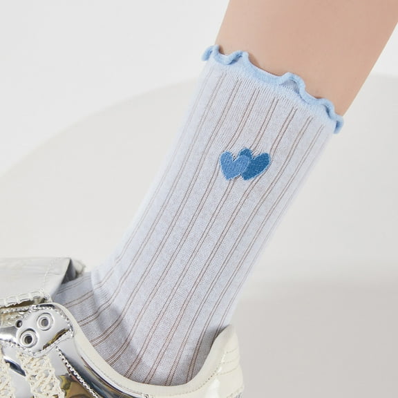 Ruffle Socks for Women Turn-Cuff Casual Ankle Socks Breathable Cool Knit Cotton LightWeight Casual Socks Athletic Bulk Socks Lettuce Crew Frilly Sock